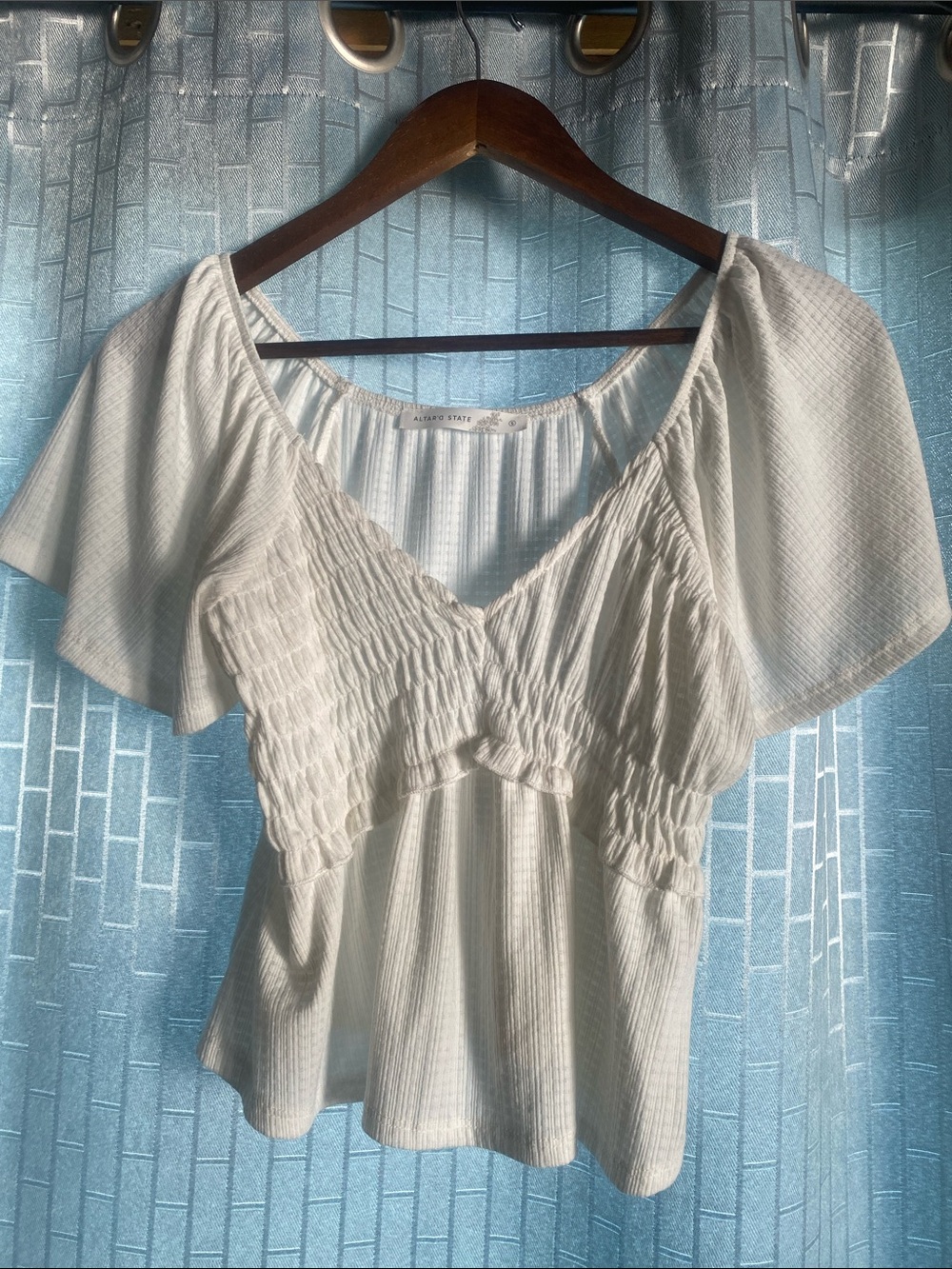White Babydoll Smocked Blouse Clean Girl Aesthetic